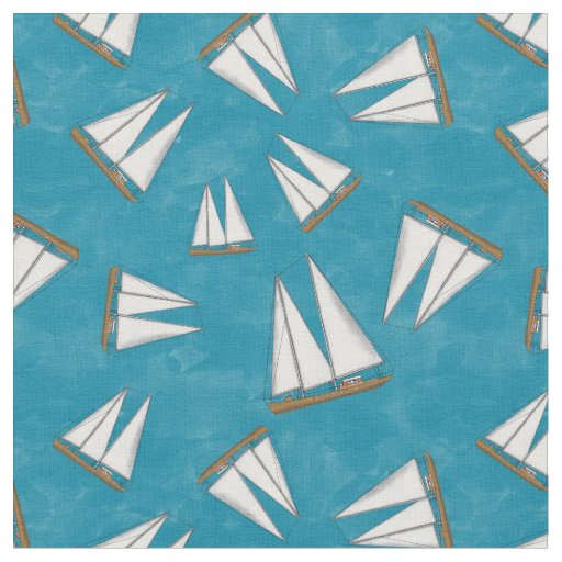 Nautical Sailboat Sailing Adventure Blue Fabric