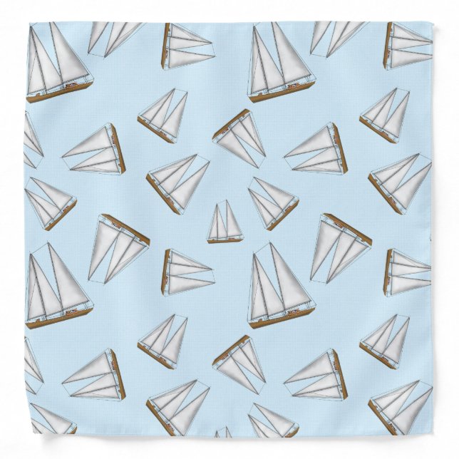 Nautical Sailboat Sailing Adventure Light Blue Bandana (Front)