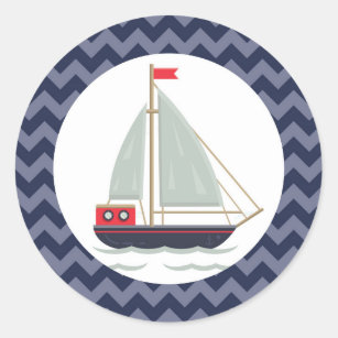Nautical Sailboat Sailing Boat Baby Shower Party Classic Round Sticker