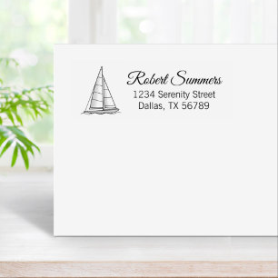 Nautical Sailboat Sailing Boat Yacht Address 4 Rubber Stamp
