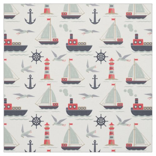 Nautical Sailboat Sailor Baby Boy Nursery Decor Fabric