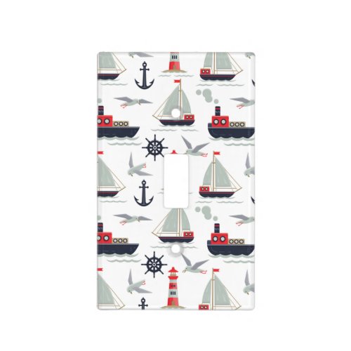 Nautical Sailboat Sailor Baby Boy Nursery Decor Light Switch Cover