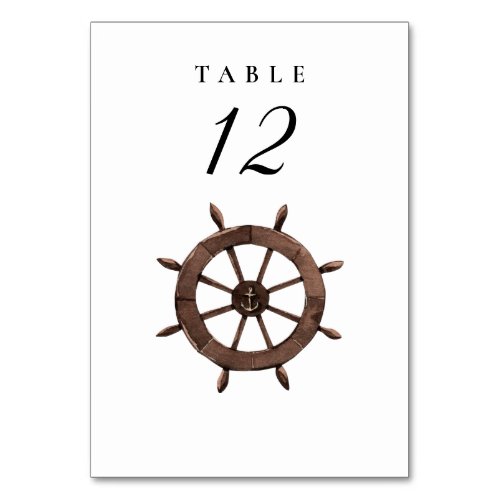 Nautical Sailboat Ship Wheel Wedding Table Number