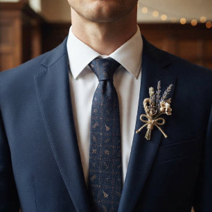 Nautical Sailboat & Star Compass Navy Blue Neck Tie