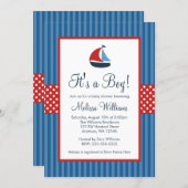 Nautical Sailboat Stripes Baby Shower Invitations (Front/Back)