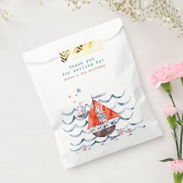 Nautical Sailboat Thank You Kids Birthday Favor Bag (Sealed)