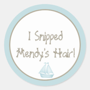 Nautical sailboat upsherin classic round sticker