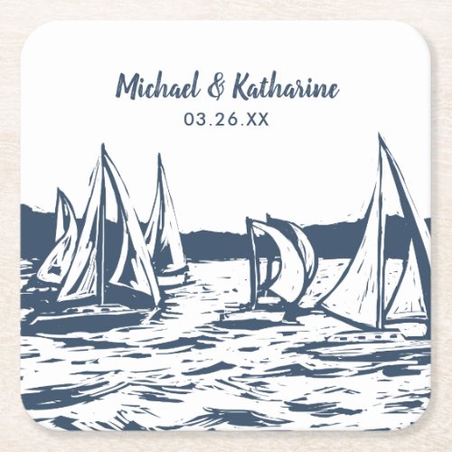 Nautical Sailboat Wedding Coaster