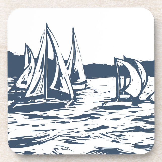 Nautical Sailboat Wedding Coaster (Front)