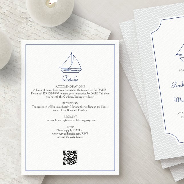 Nautical Sailboat Wedding Details Enclosure Card (Creator Uploaded)