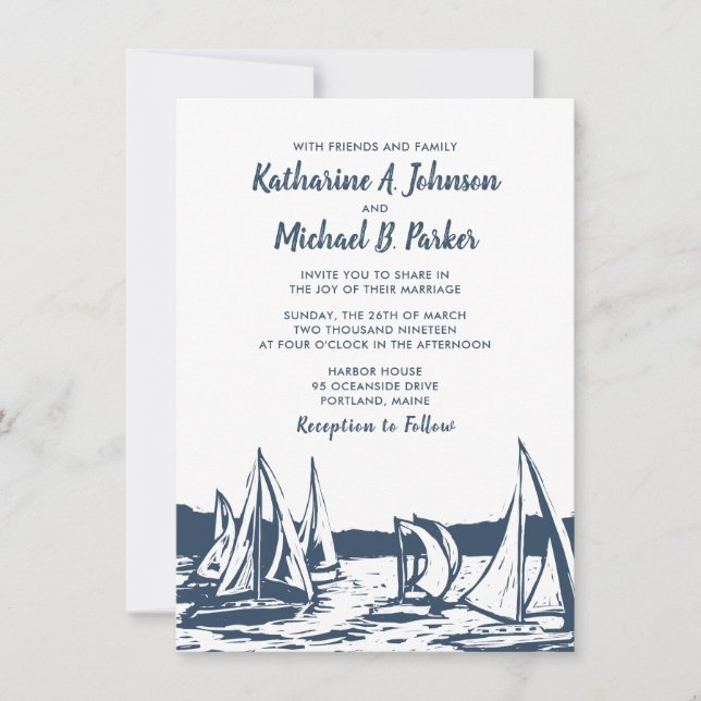 Nautical Sailboat Wedding Invitation (Front)
