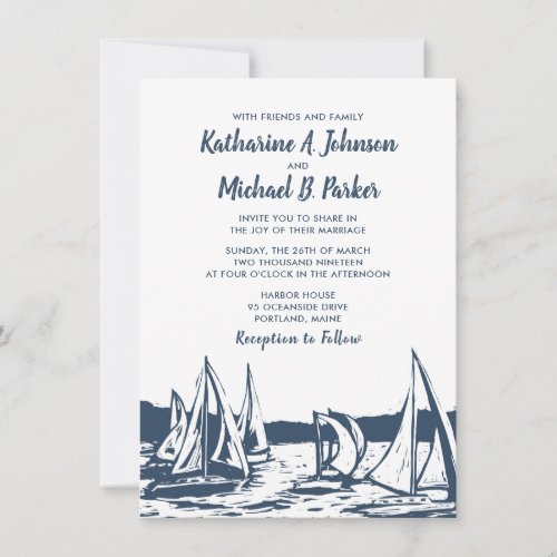 Nautical Sailboat Wedding Invitation