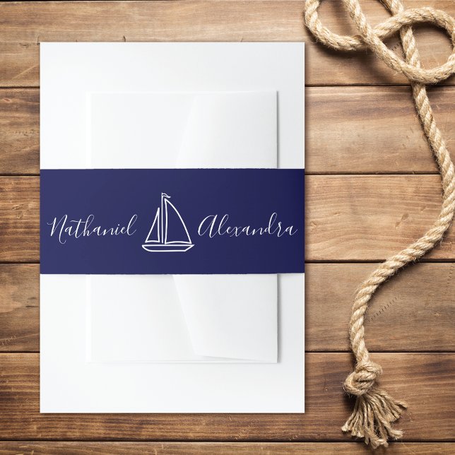 Nautical Sailboat Wedding Invitation Belly Band (Creator Uploaded)