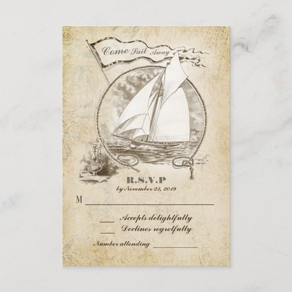 Nautical sailboat wedding RSVP-Come Sail Away