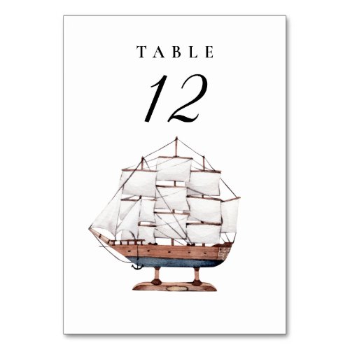 Nautical Sailboat Wedding Table Number