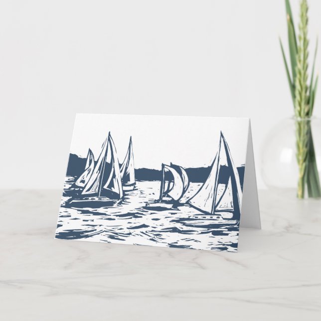 Nautical Sailboat Wedding Thank You Card (Front)