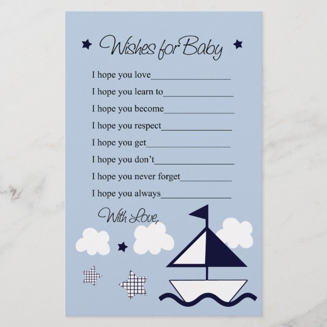 Nautical Sailboat Wishes for Baby Letter (Front)