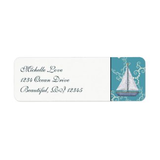 Nautical Sailboat with Swirling Water Address Label