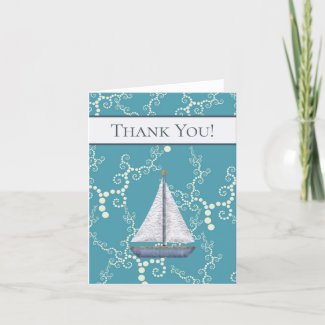 Nautical Sailboat with Swirling Water Thank You Card