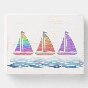 Nautical Sailboat Wood Box Sign