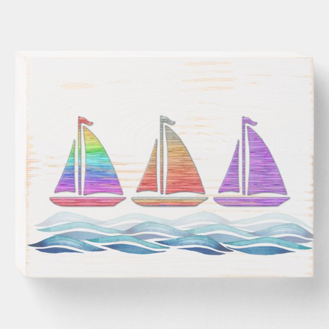 Nautical Sailboat Wood Box Sign (Front Horizontal)