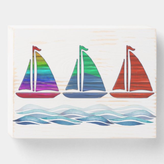 Nautical Sailboat Wood Box Sign  (Front Horizontal)