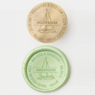 Nautical Sailboat Yacht Family Round Address Wax Seal Stamp