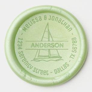 Nautical Sailboat Yacht Family Round Address Wax Seal Sticker