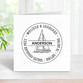 Nautical Sailboat Yacht Round Family Address