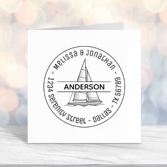 Nautical Sailboat Yacht Round Family Address