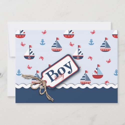 Red White Blue Nautical Ships Ahoy! Baby Shower Invitations