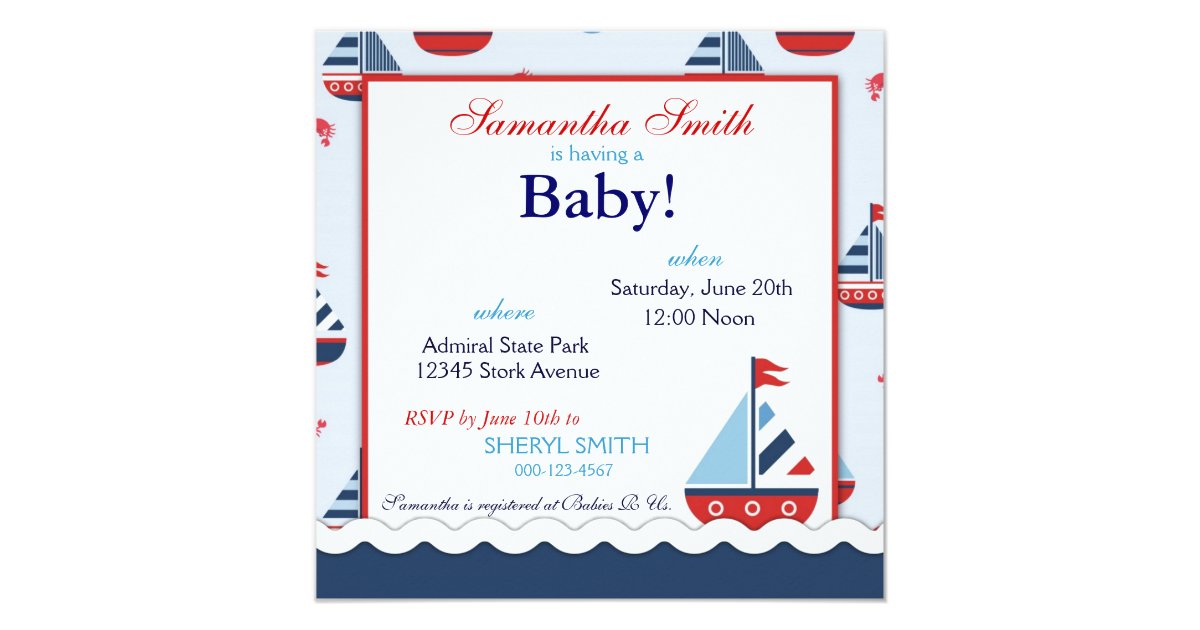 Nautical Sailboats Baby Shower Invitations Zazzle