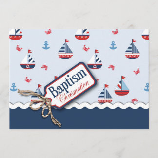 Nautical Sailboats Baptism Invitation