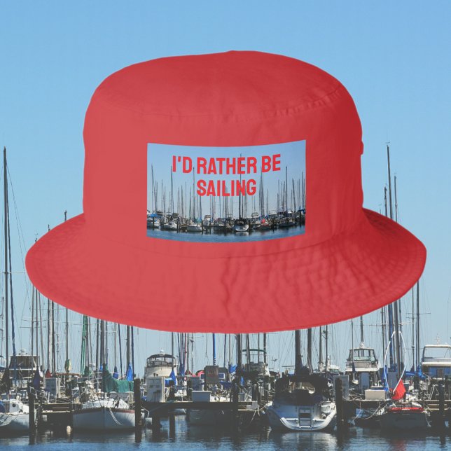 Nautical Sailboats “I’d Rather Be Sailing” Bucket Hat (Creator Uploaded)