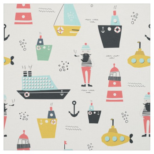Nautical sailboats lighthouse ships sailorman fabric