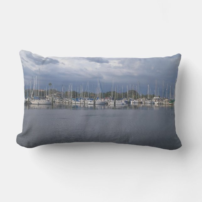 Nautical Sailboats Marina Lumbar Pillow (Front)