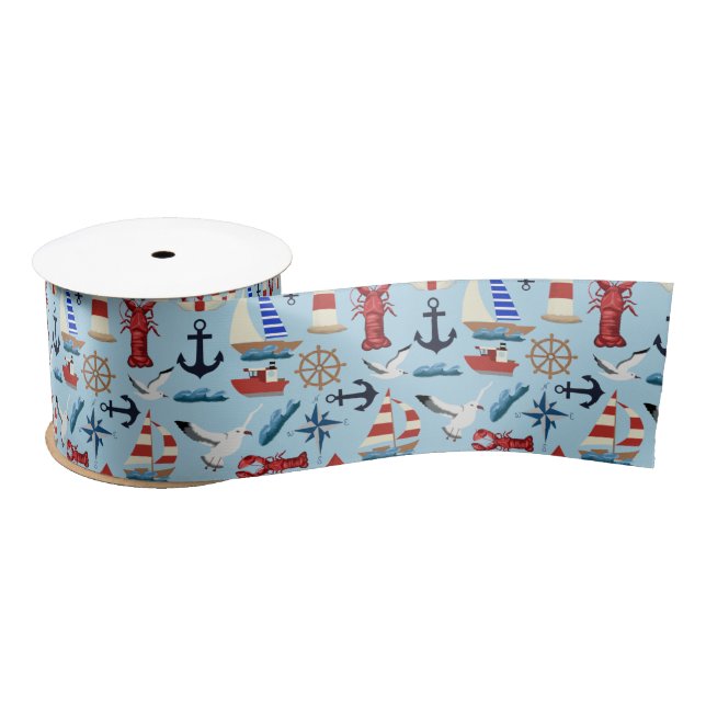 Nautical Sailboats Satin Ribbon (Spool)