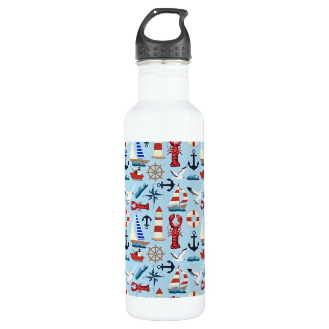 Nautical Sailboats Stainless Steel Water Bottle (Front)