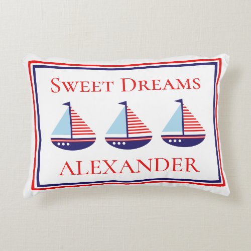 Nautical Sailboats Sweet Dreams Baby Accent Pillow