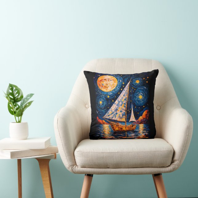 Nautical Sailboats Throw Pillow (Chair)
