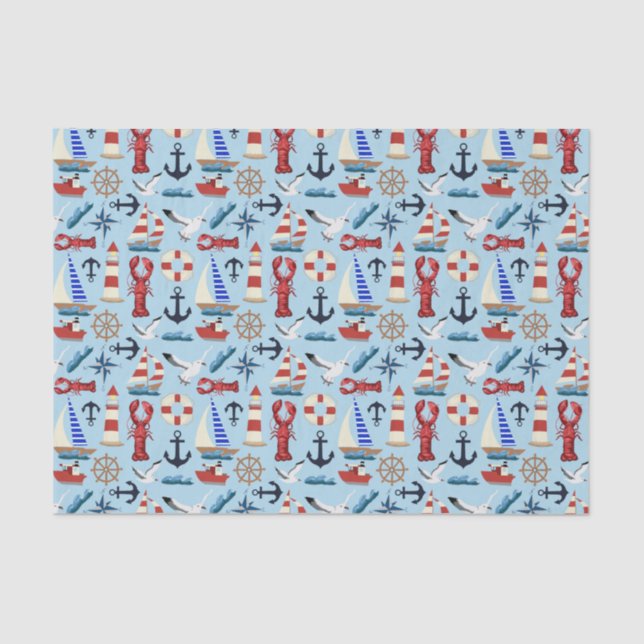Nautical Sailboats Tissue Paper (Front)