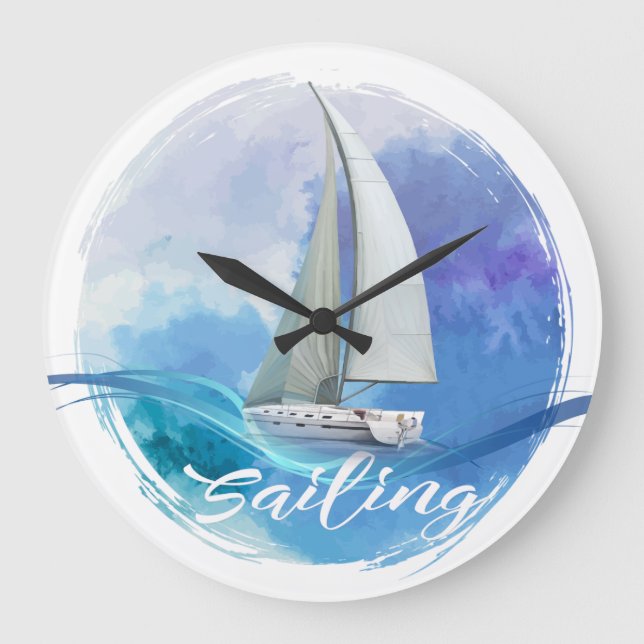 Nautical Sailing Acrylic Wall Clock (Front)
