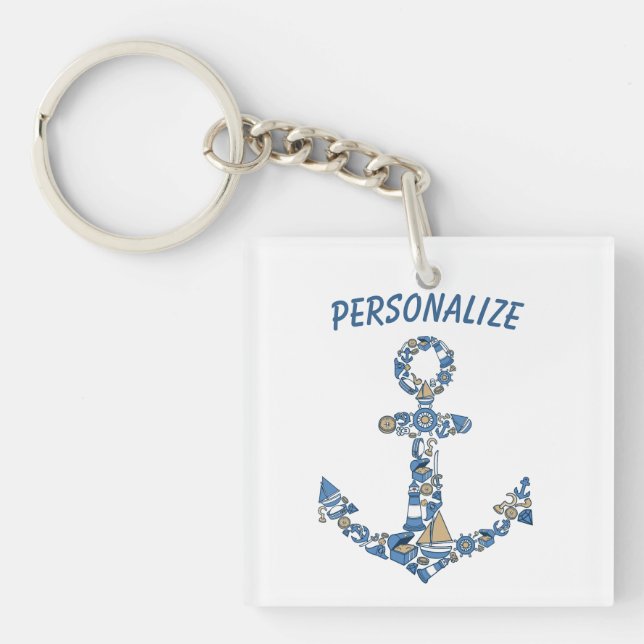 Nautical Sailing Boat Anchor Unusual Lighthouse Keychain (Front)