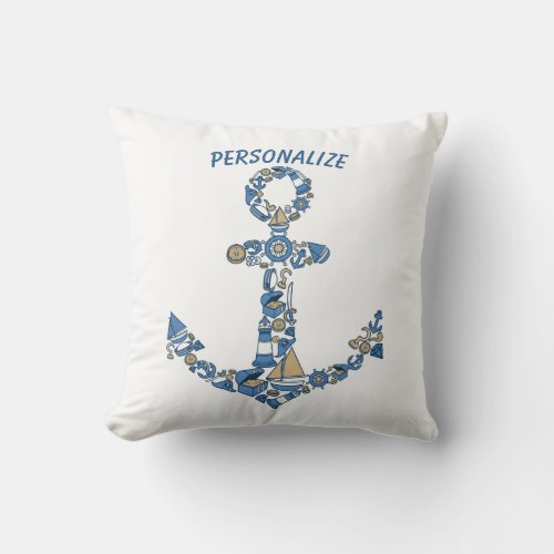 Nautical Sailing Boat Anchor Unusual Lighthouse Throw Pillow