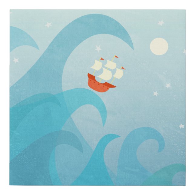 Nautical Sailing Boat Art Faux Canvas Print (Front)