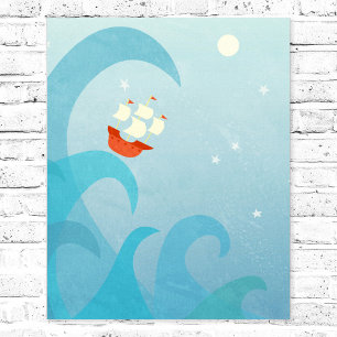 Nautical Sailing Boat Art Poster