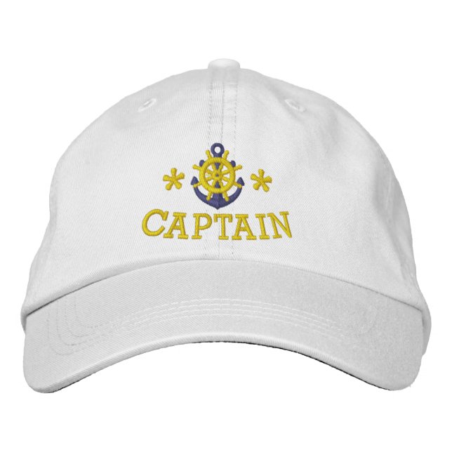 Nautical sailing boat Captains Embroidered Baseball Cap (Front)