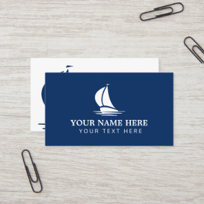 Nautical sailing boat navy business card template