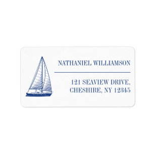 Nautical Sailing Boat Navy Return Address Label
