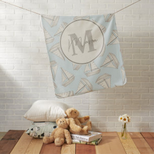 Nautical Sailing Boats Custom Name & Monogram Baby Blanket